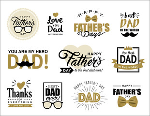 Set of father's day design elements