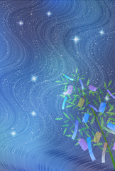 七夕　飾り　夜空　背景