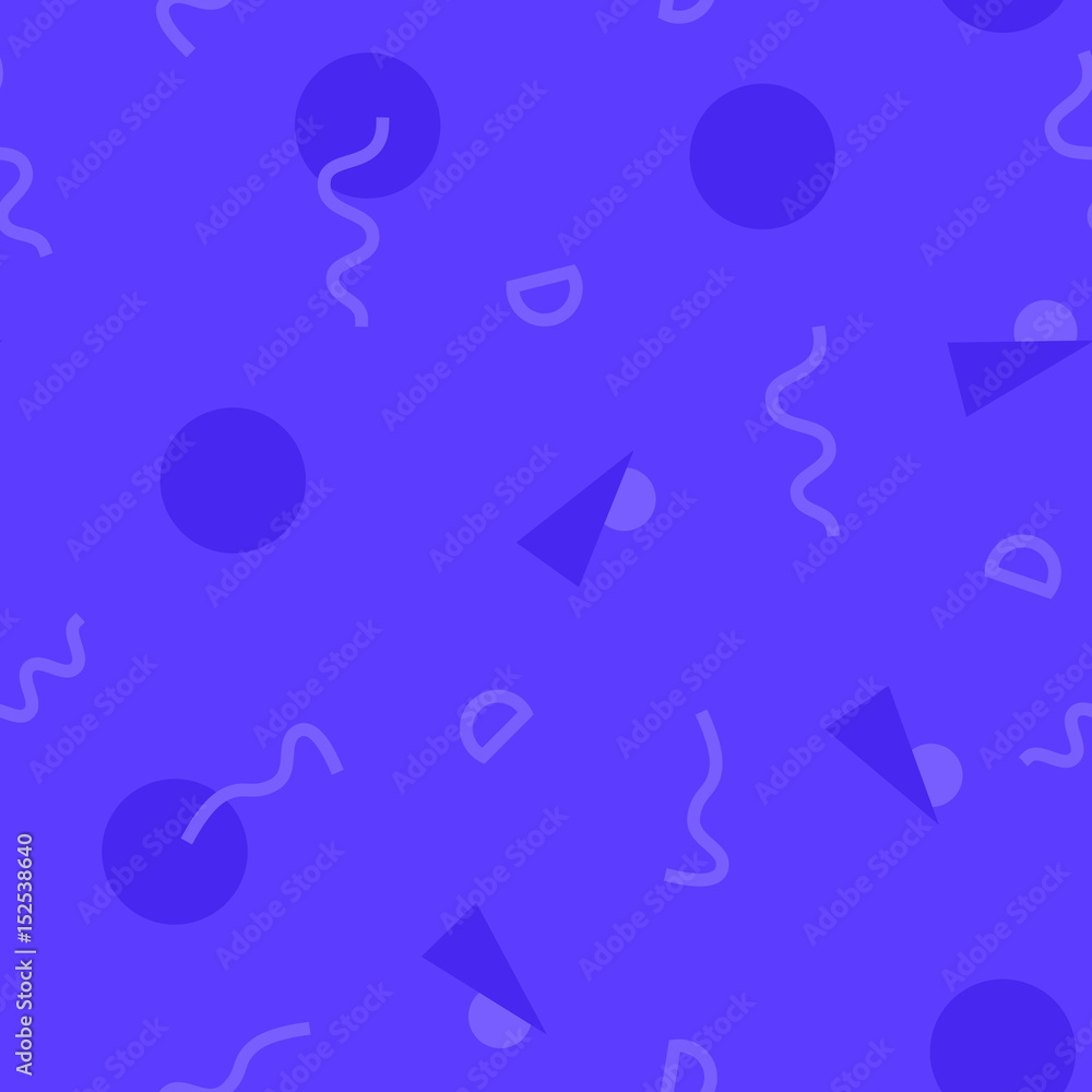 Poster seamless pattern with 80s memphis geometics style and single tone colors