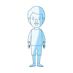 blue silhouette shading cartoon full body guy with hairstyle looking to front vector illustration