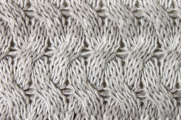 Gray Knitting or Knitted Fabric Texture Pattern Background Close Up View