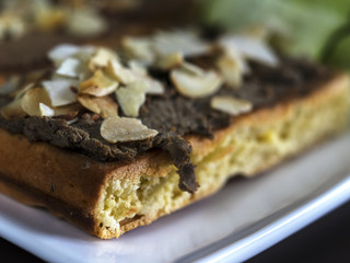 Liver pate on waffle