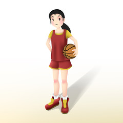 vector illustration of cute basketball player girl