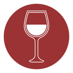 wineglass icon over red circle and white background. vector illustration