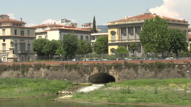 View on Arno river, small waterfall