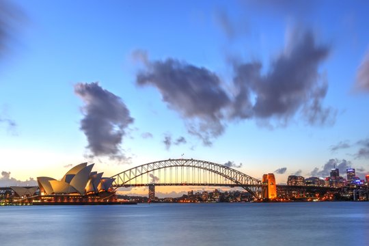 Sydney Harbour With Opera House And Bridge