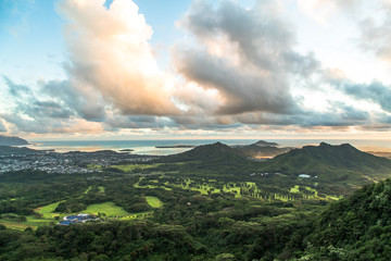 Obraz na płótnie Canvas Morning clouds of tropical island