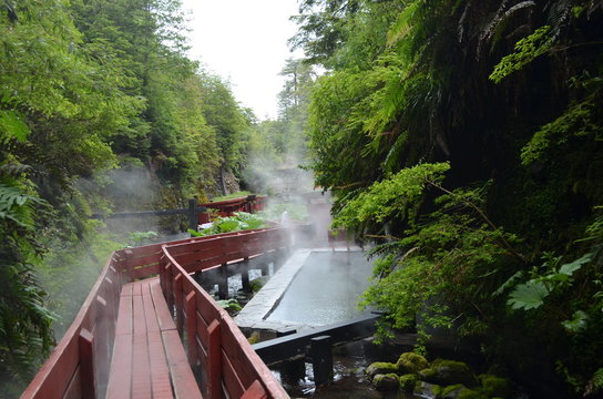 The Termas Geometricas natural hot springs, near the town of Conaripe, Chile