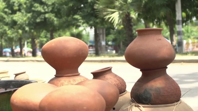 Mandalay, street scene, pottery