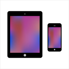 Black Tablet Computers and Phone Vector Illustration