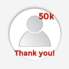 Vector Thank you 50000 followers template for social networks and followers. 50000 followers.
