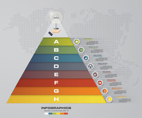 8 steps pyramid with free space for text on each level. infographics, presentations or advertising. EPS10.