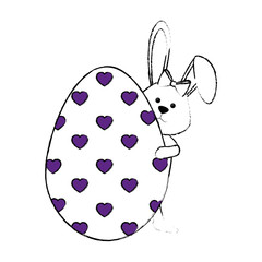 cute bunny and  icon over white background. vector illustration