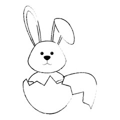 egg with cute bunny icon over white background. vector illustration