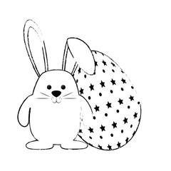 cute bunny and  icon over white background. vector illustration
