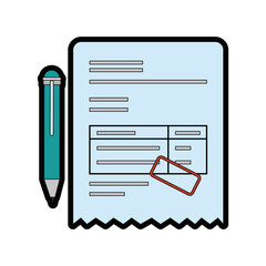 bill page and pen icon over white background. vector illustration