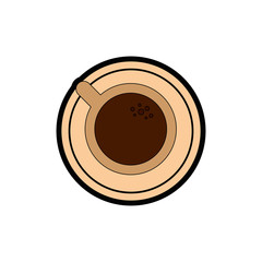 coffee mug icon over white background. top view. vector illustration