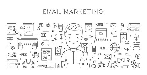 Vector line banner for email marketing