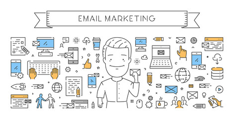 Vector line concept for email marketing