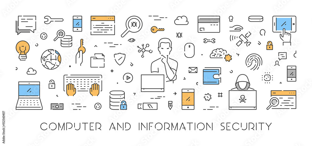 Wall mural line concept for computer and information security