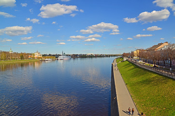 View of river Volga from the embankment in Tver, Russia
