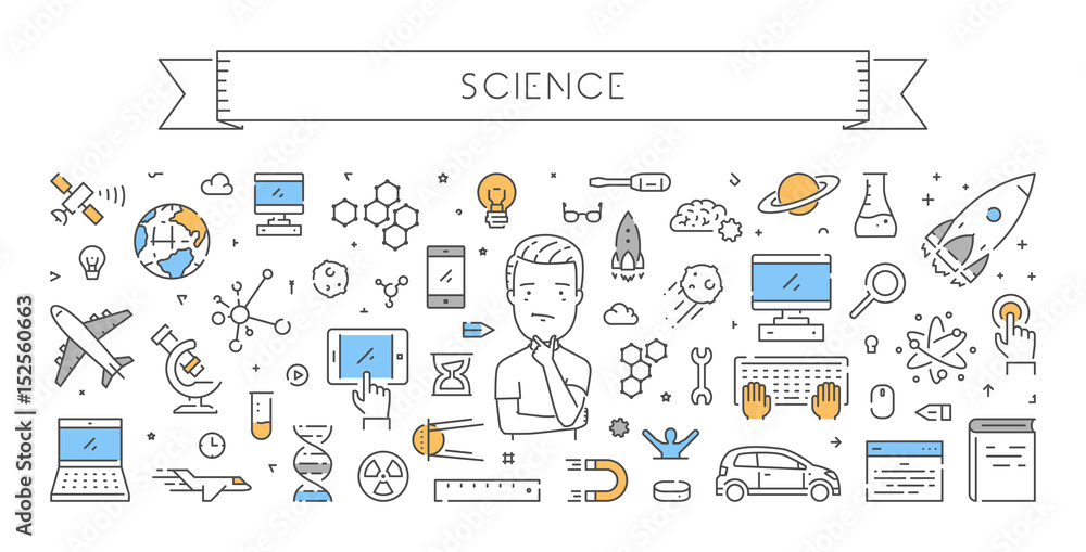 Poster line web design concept for science