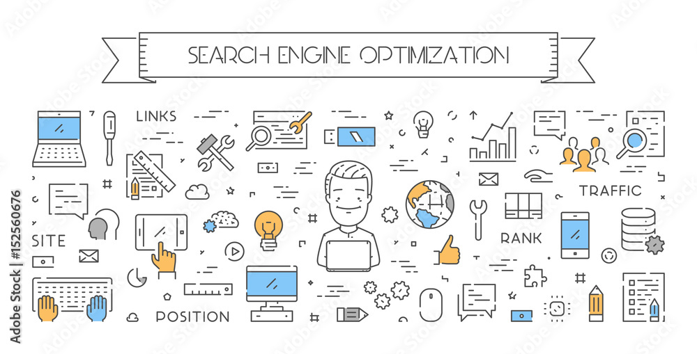 Poster vector line banner for search engine optimization