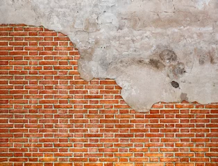 Papier Peint photo Lavable Mur de briques Old brick wall torn
