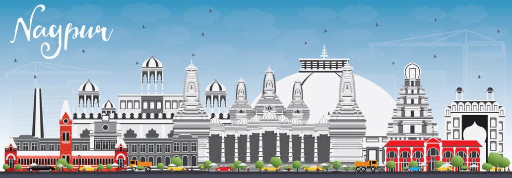 Nagpur Skyline with Gray Buildings and Blue Sky.