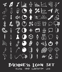 Business arrow bubble set sketch vector ink doodle on chalkboard eps10