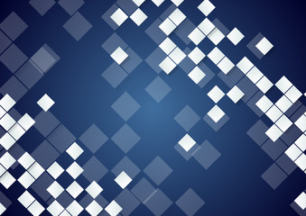 White tech squares on dark blue background