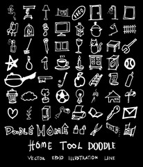 tools doodles vector line illustration chalkboard eps10