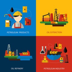 Oil Industry Colored Flat Set