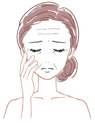 女性の顔　シワ　老化