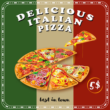 Pizza Colored Poster