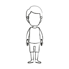 blurred silhouette cartoon full body faceless guy with hairstyle looking to front vector illustration