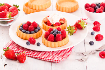 Tartlets with forest fruits. 