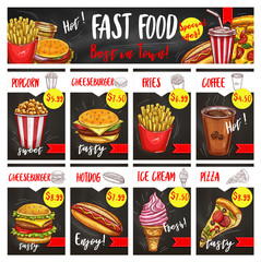 Fast food restaurant menu board template design