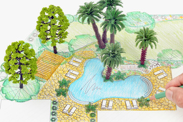 Landscape architect design backyard plan for villa