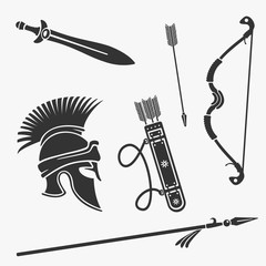 Vector Element Set Ancient Weapon and Armor