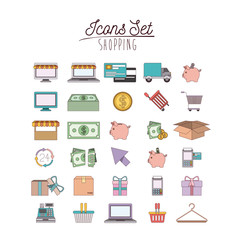 colorful poster with shopping icon set vector illustration
