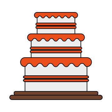 color image wedding cake with cream vector illustration