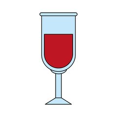 color image glass cup with red wine vector illustration