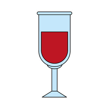 color image glass cup with red wine vector illustration