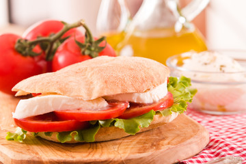 Puccia bread with mozzarella and tomato.