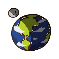 earth planet moon vector icon illustration graphic design