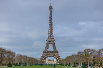 Fototapeta premium Eiffel tower, Paris, France Europe in winter season.
