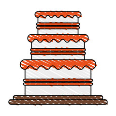 color crayon stripe image wedding cake with cream vector illustration