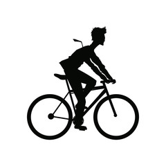 Fototapeta na wymiar silhouette man riding cycle transport vector illustration