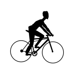 Obraz premium silhouette man riding cycle transport vector illustration
